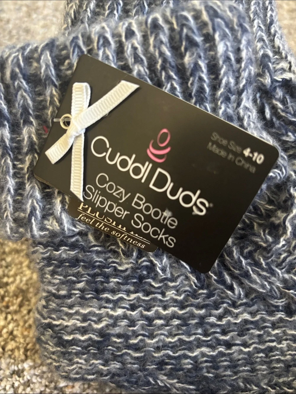 Cuddl Duds Men's Marled Navy and Gray Cozy Crew Socks